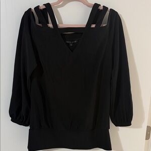 Boston Proper Black V-Neck Blouse